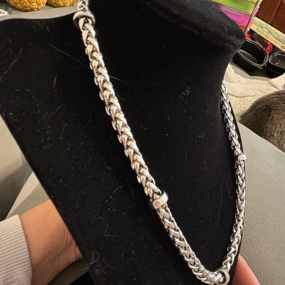 Lauren Ralph Lauren Signed LRL Silver Tone Chunky Wheat Chain 17”Toggle Necklace - Picture 5 of 5